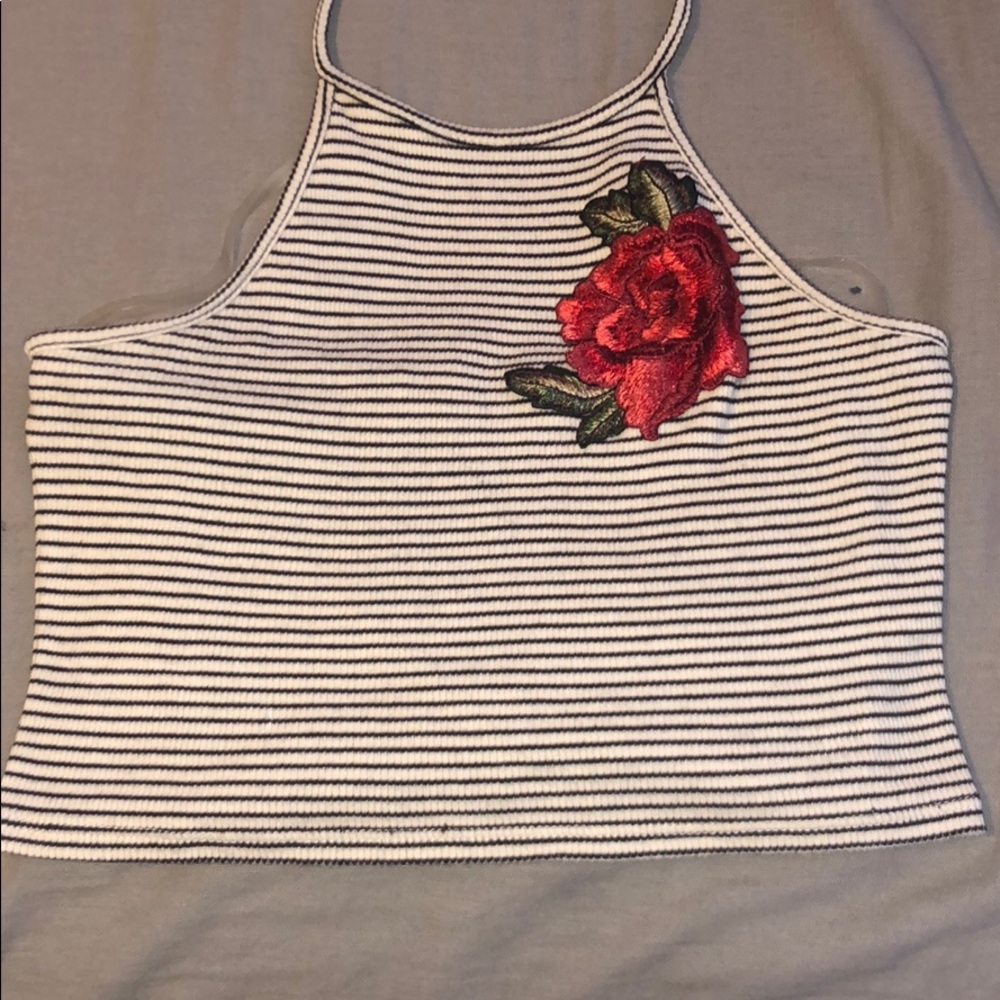 Black&White stripped halter/crop top